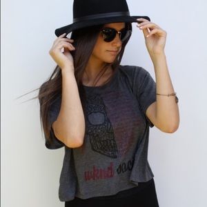 Weekend Society Gray Native Festival Crop Top NWT